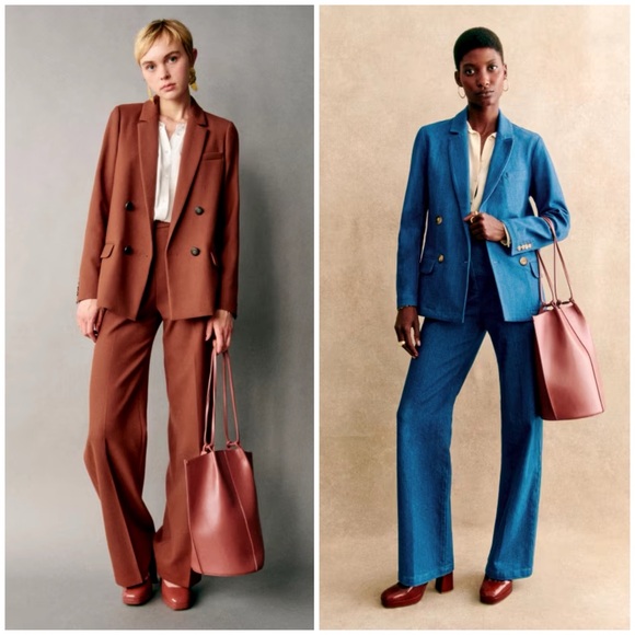 NWT Sezane CHRISTIE Blazer Jacket Camel Womens 32 / 0 $225 - Picture 3 of 16